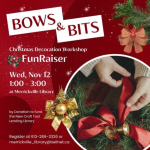 graphic of Christmas bows and workshop info