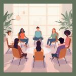 group of people sitting in a circle meditating