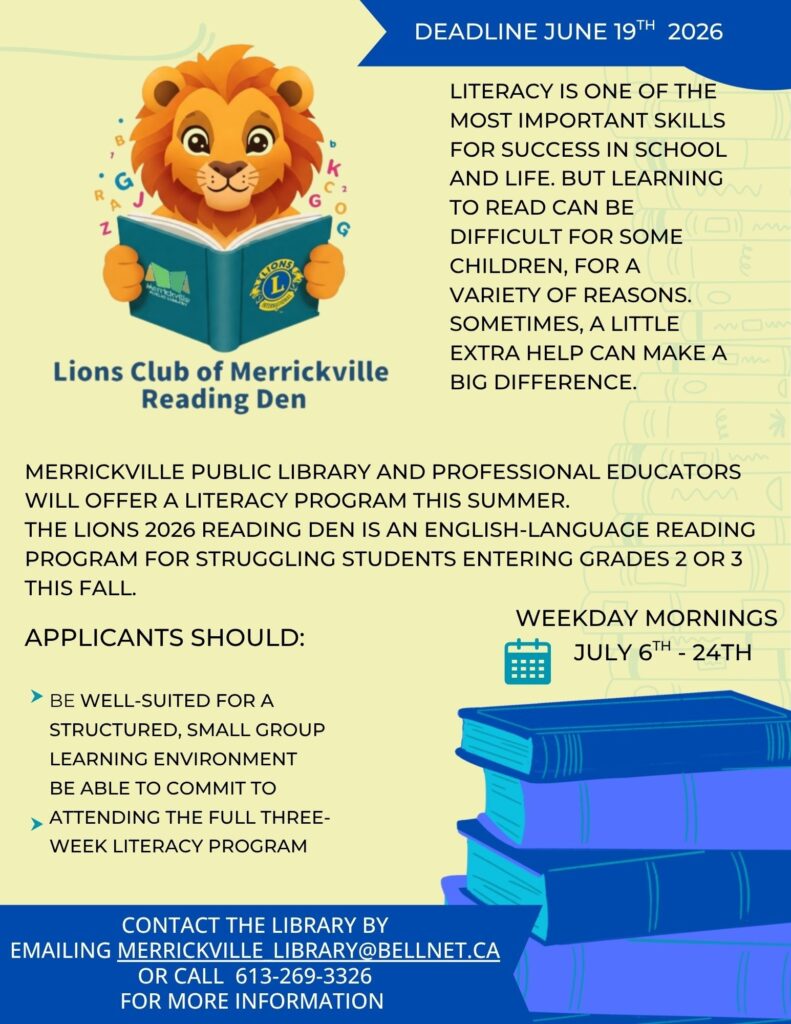 poster advertising the Lions Reading Den